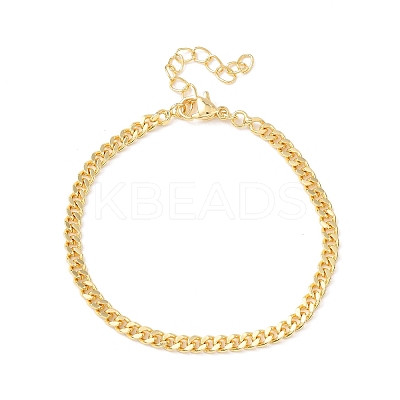 Brass Curb Chain Bracelets for Women LS-BJEW-C140-15G-1