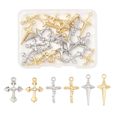 24Pcs 6 Styles Rack Plating Alloy Pendants FIND-FS0003-44-1