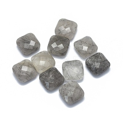 Natural Tourmalinated Quartz/Black Rutilated Quartz Cabochons G-L514-013-1