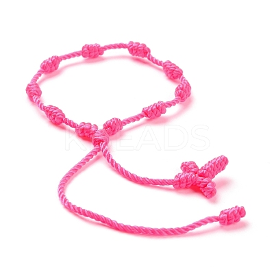 Polyester Braided Knot and Cross Cord Bracelet BJEW-A099-04-1
