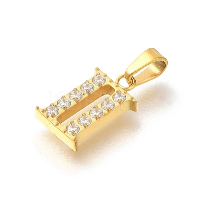 Ion Plating(IP) 304 Stainless Steel Micro Pave Cubic Zirconia Pendants STAS-H228-02G-02-1