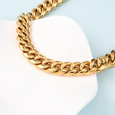 12MM 304 Stainless Steel Cuban Link Chain Necklaces NJEW-C099-03G-1