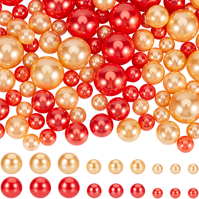 150Pcs 4 Styles ABS Plastic Imitation Pearl Beads OACR-SP0001-68-1
