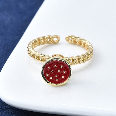Brass Enamel Open Cuff Rings for Women RJEW-F179-08G-04-1