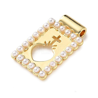 Brass & Plastic Pearl Pendants KK-L269-01G-01-1