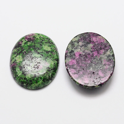 Oval Natural Sesame Jasper/Kiwi Jasper Cabochons X-G-K020-18x13mm-09-1-1