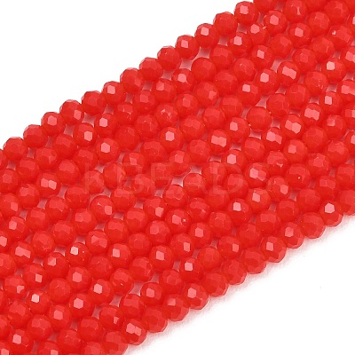Opaque Solid Color Crystal Glass Faceted Rondelle Beads Strands GLAA-F025-A08-1