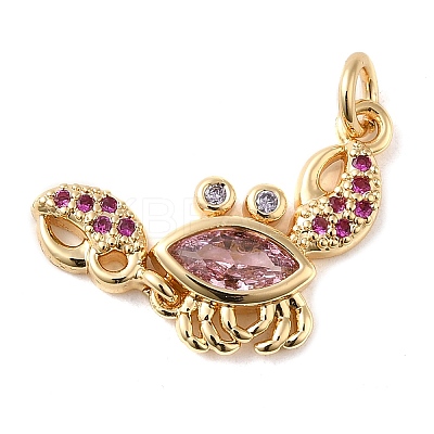 Rack Plating Brass Micro Pave Cubic Zirconia Pendants KK-P241-08G-1