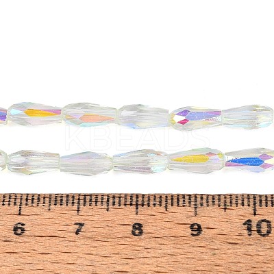 AB Color Plated Transparent Glass Teardrop Beads Strands EGLA-T029-08B-1