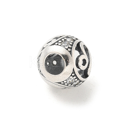 Brass Clear Cubic Zirconia European Beads LS-FIND-M049-01AS-10-1