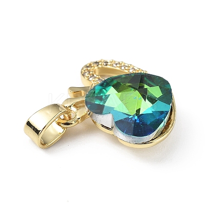 Real 18K Gold Plated Rack Plating Brass Micro Pave Clear Cubic Zirconia Pendants KK-C015-18G-16-1