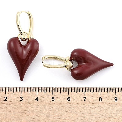 Brass Enamel Hoop Earrings for Women EJEW-U055-26G-02-1