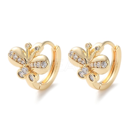 Brass Micro Pave Clear Cubic Zirconia Hoop Earrings EJEW-C121-15G-1