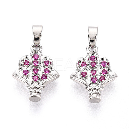 Brass Micro Pave Cubic Zirconia Pendants KK-N257-70P-1