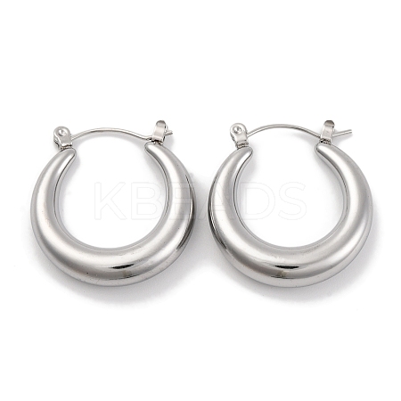 Non-Tarnish Moon Stainless Steel Hoop Earrings EJEW-H013-10P-1