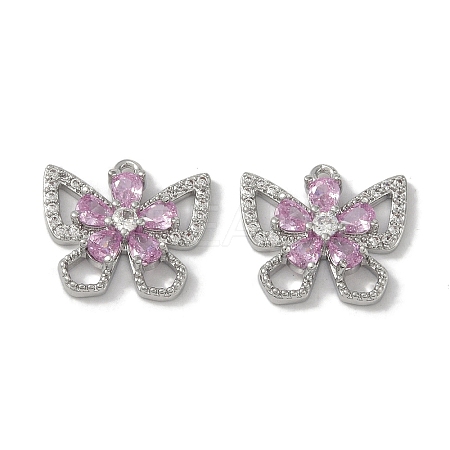 Brass Micro Pave Clear Cubic Zirconia Pendants KK-S367-18B-1