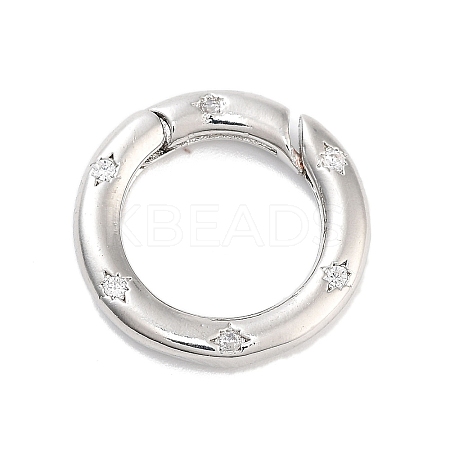Brass Micro Pave Clear Cubic Zirconia Spring Gate Rings KK-M293-54P-1