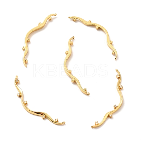 Rack Plating Brass Clear Cubic Zirconia Connector Charms KK-M230-21G-1
