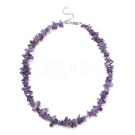 Natural Amethyst Chip Beaded Necklace NJEW-JN03824-03-1