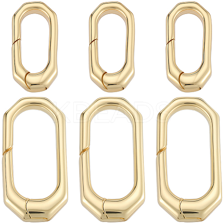 6Pcs 2 Styles Brass Spring Gate Rings KK-SC0006-33-1