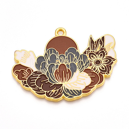 Rack Plating Alloy Enamel Big Pendants ENAM-N056-395B-G-1