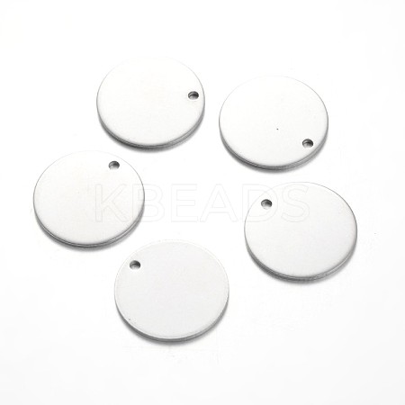 Tarnish Resistant Flat Round 201 Stainless Steel Blank Stapmping Tag Pendants STAS-L166-08-1