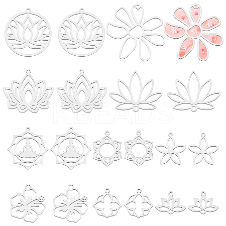 20Pcs 10 Styles 201 Stainless Steel Pendants STAS-WR0001-39-1