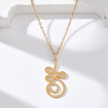 304 Stainless Steel Hollow Cut Yoga Om Lotus Flower Pendant Necklaces NJEW-Z073-02G-01-1