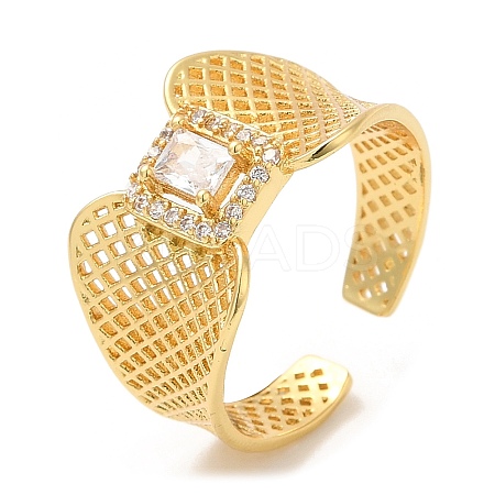 Rack Plating Brass Hollow Wide Band Cuff Rings RJEW-D008-15G-1