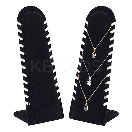 Wood Covered with Velvet Slant Back Necklace Display Stands LS-EDIS-WH0016-059-1