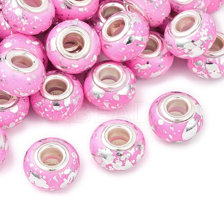 Opaque Resin Rondelle European Beads RESI-Z046-03B-1