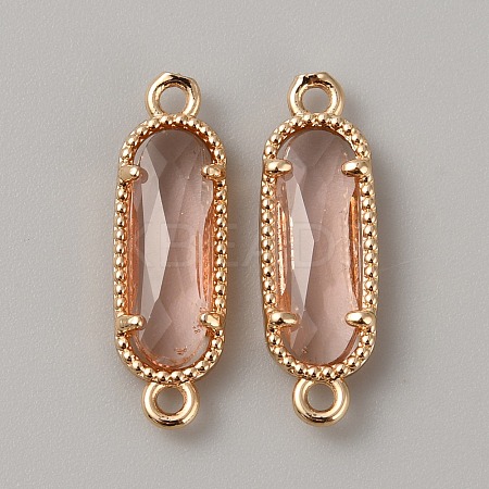 Golden Plated Brass Pave Glass Connector Charms FIND-WH0110-728G-05-1