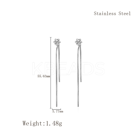 Elegant Stainless Steel Flat Round Tassel Stud Earrings LS-BX2341-1-1