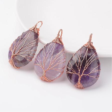Natural Amethyst Pendants G-K122-09RG-1