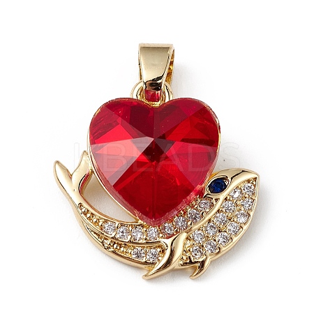 Real 18K Gold Plated Rack Plating Brass Micro Pave Cubic Zirconia Pendants KK-C015-28G-09-1