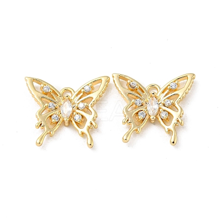 Hollow Brass Micro Pave Cubic Zirconia Pendants X-KK-H460-51G-1