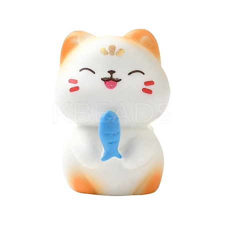 Cat with Fish Resin Sculpture Display Decorations DJEW-V001-01B-1