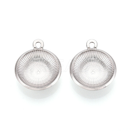 304 Stainless Steel Pendant Cabochon Settings STAS-T067-71P-1