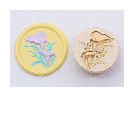 Golden Tone Wax Seal Brass Stamp Head STAM-PW0005-019G-08-1