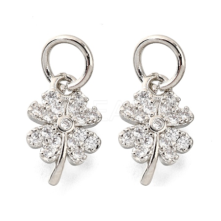 Clover Brass Micro Pave Clear Cubic Zirconia Pendants KK-K300-10P-1