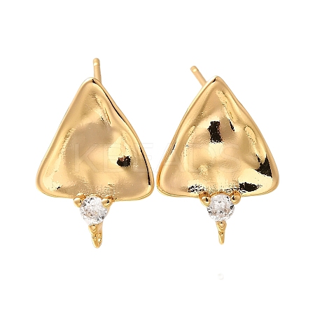 Brass Micro Pave Cubic Zirconia Stud Earring Findings KK-Z092-05G-1