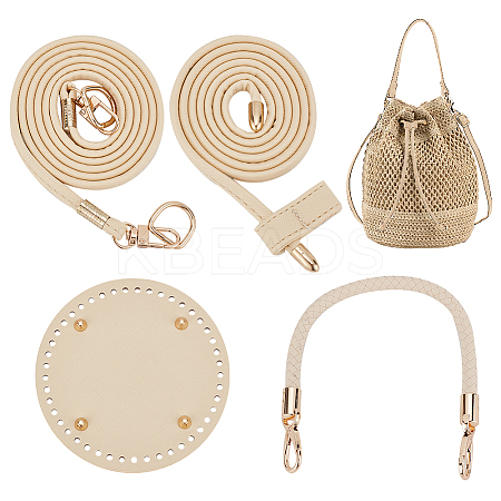 Imitation Leather Bag Bottoms & Purse Strap & Drawstring for Bucket Bag Set FIND-WR0009-88-1