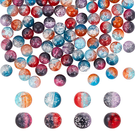 200Pcs 8 Colors Two Tone Transparent Crackle Glass Beads GLAA-AR0001-44-1
