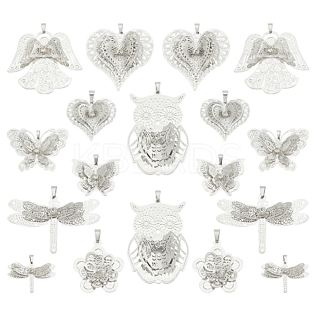 18Pcs 9 Styles Brass Rhinestone Pendants FIND-PH0020-70-1