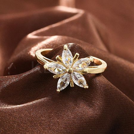 Rack Plating Brass Micro Pave Cubic Zirconia Finger Rings for Women RJEW-M027-01G-02-1