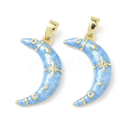 Brass Micro Pave Cubic Zirconia with Enamel Pendants KK-Z134-13G-02-1
