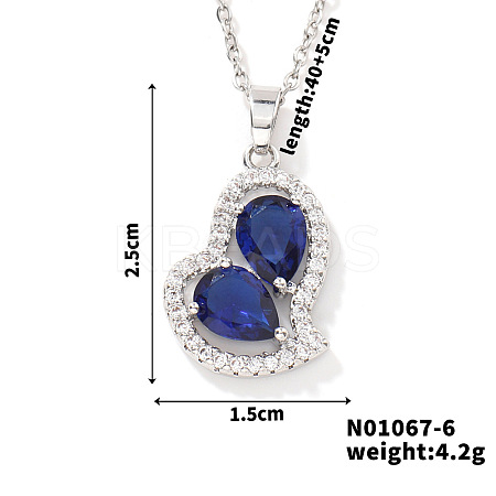 Elegant and Unique Style Brass & Glass Lock Collar Heart Pendant Necklaces for Women FN1868-6-1