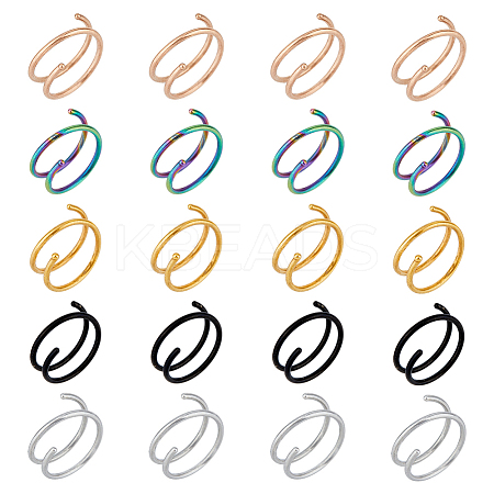 20Pcs 5 Colors 304 Stainless Steel Spiral Nose Rings Set AJEW-FI0001-01-1