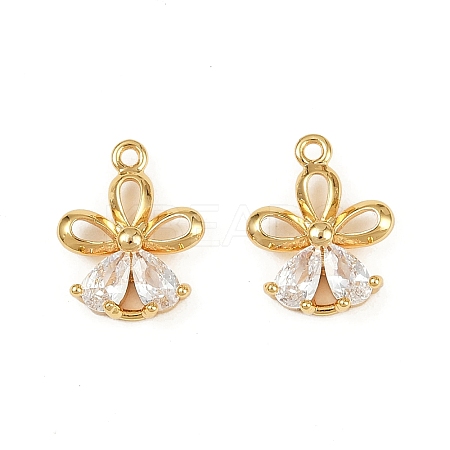 Brass Micro Pave Clear Cubic Zirconia Charms KK-B137-18G-1