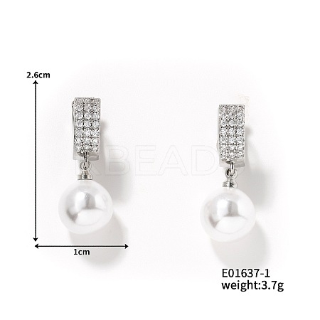 Elegant French Style Fashion Imitation Pearl Hoop Earrings for Women with Shiny Design BD2550-1-1
